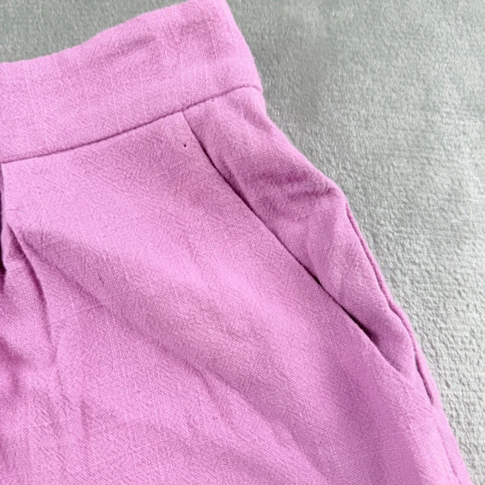 Altar'd State Pink Linen Blend Pleated Shorts Women's Small Lilac
